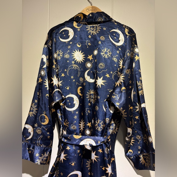 Liz Claiborne Collection navy suns moons celestial print robe large 90’s - Picture 6 of 8